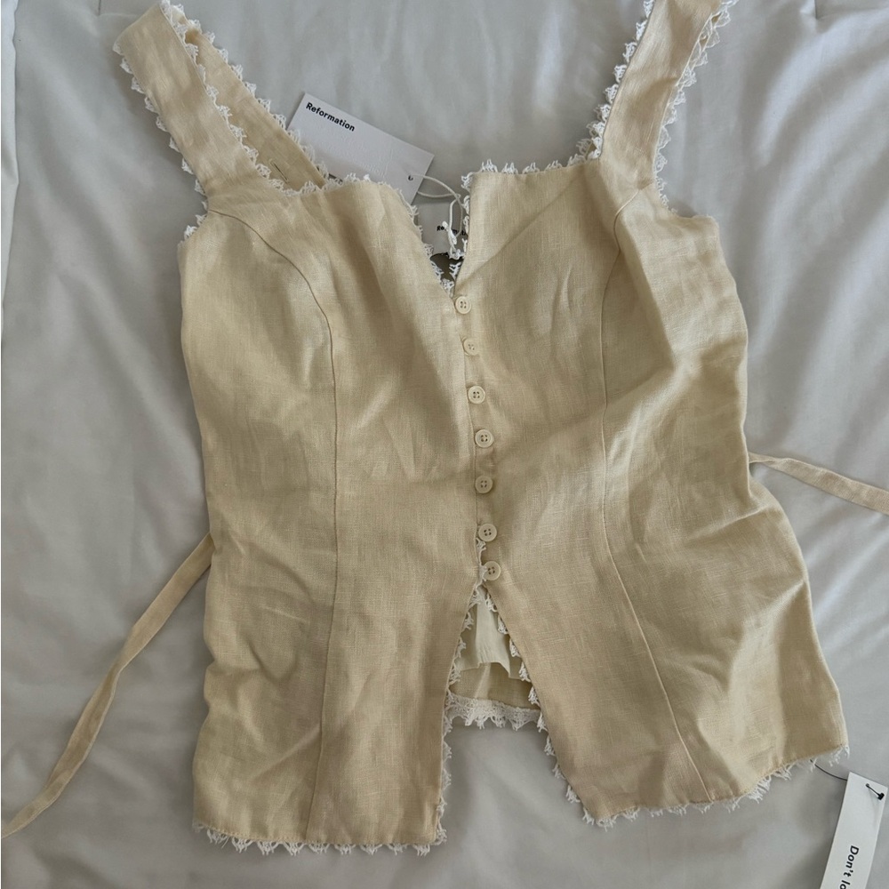 Reformation Viola Linen Top